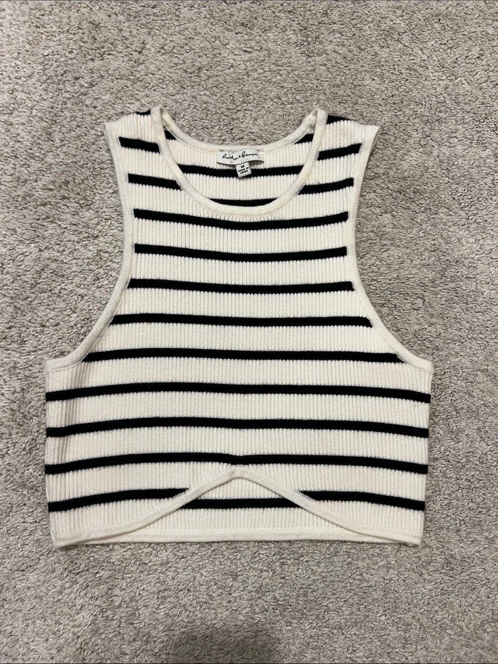 Marshalls White & Black Striped Ribbed Crop Tank